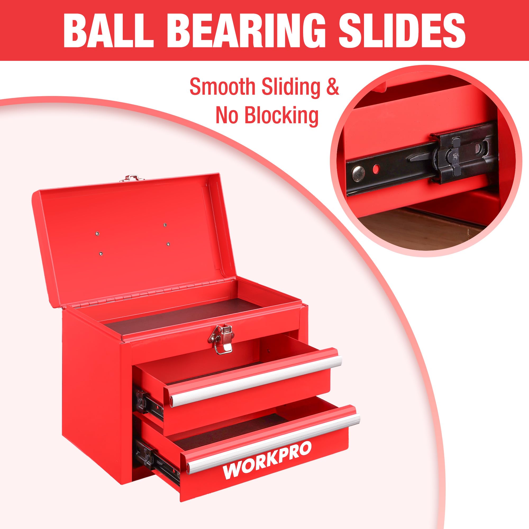 WORKPRO top latch keeps tools secure during transit