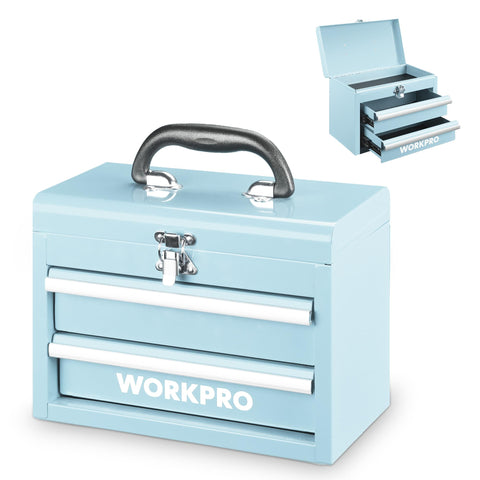 WORKPRO portable mini tool box with top storage for organized DIY projects