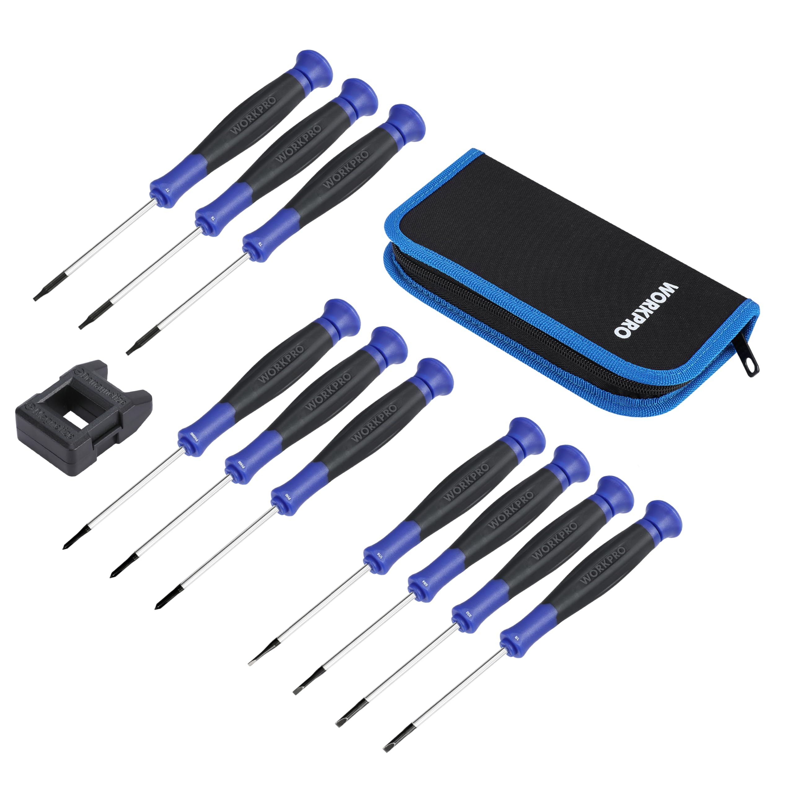 WORKPRO precision screwdriver set with pouch for electronics and glasses repairs.