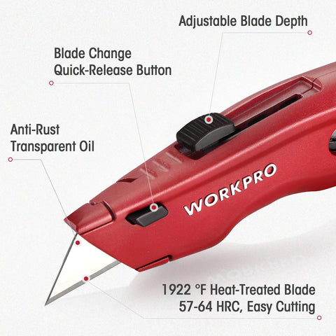 Effortless blade change with WORKPRO knife for quick replacements during projects