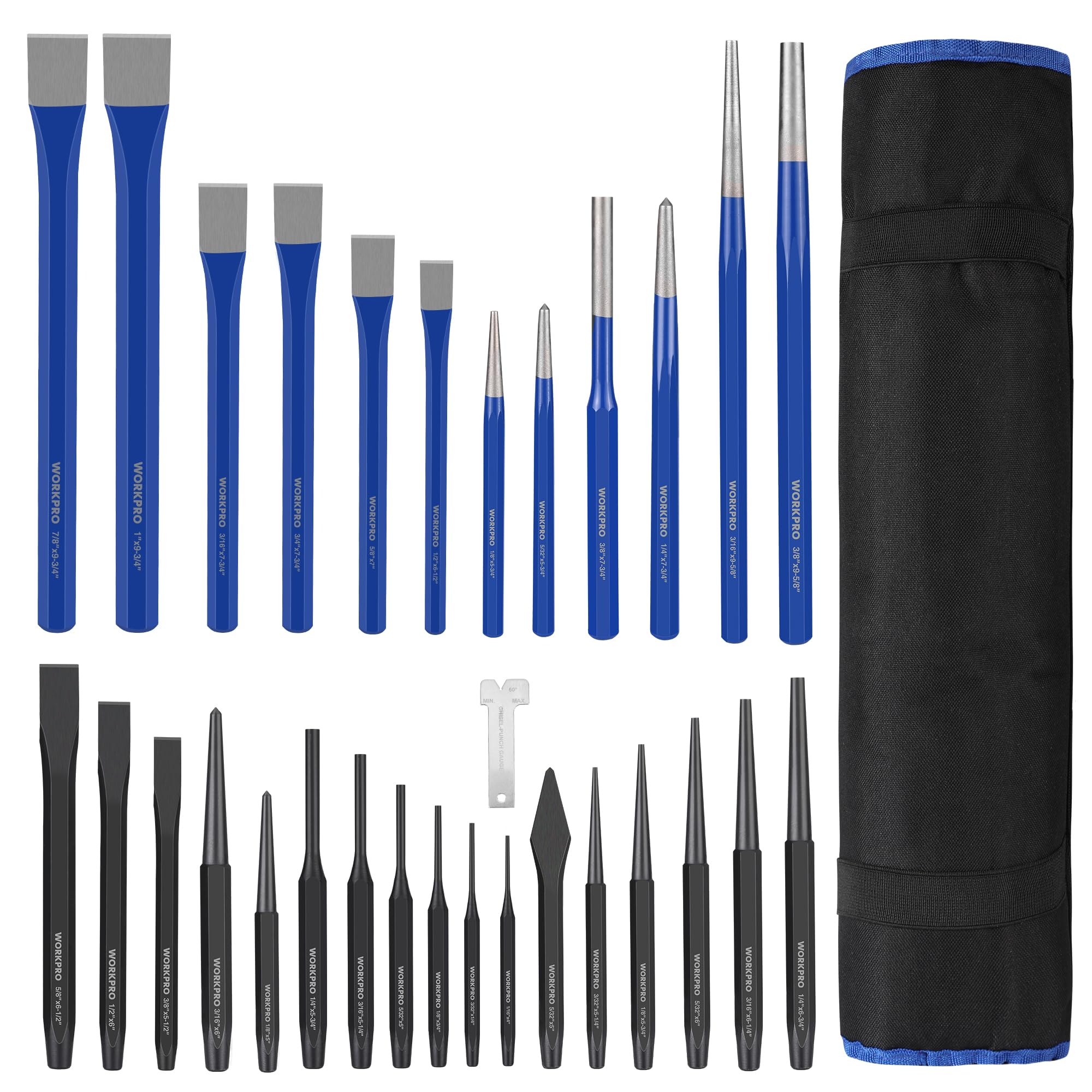 WORKPRO punch and chisel roll pouch keeps tools organized on-site