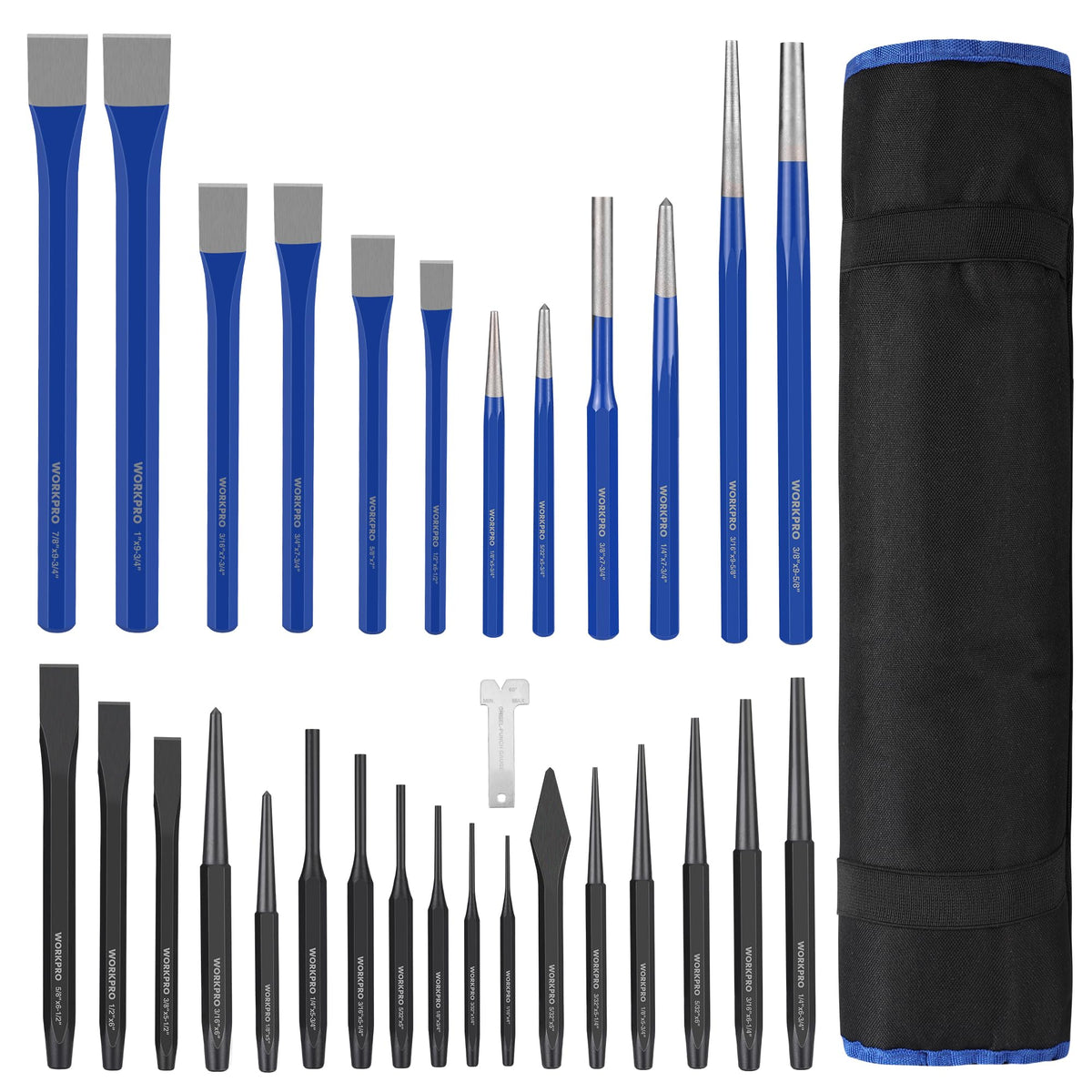 WORKPRO punch and chisel roll pouch keeps tools organized on-site