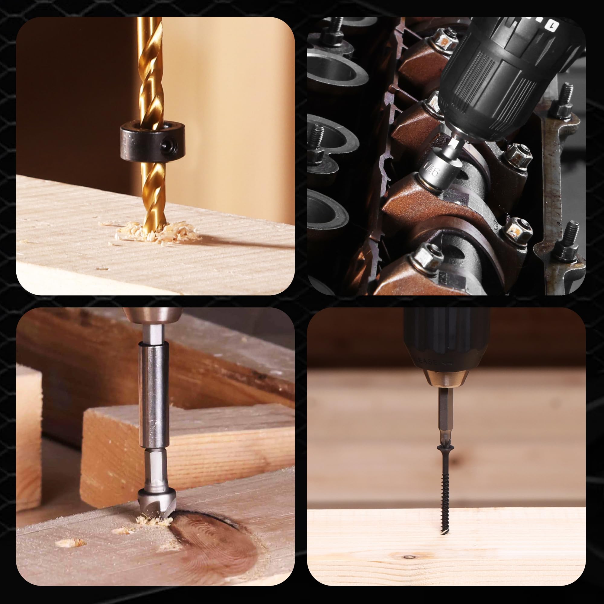 WorkPRO quick-change bit holder speeds bit swapping during projects.