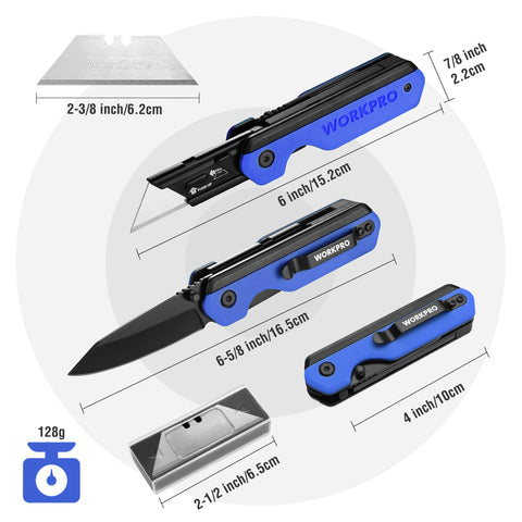 WORKPRO quick-change blade mechanism enables safe blade swaps.