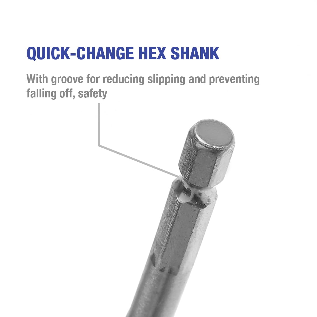 WORKPRO quick-change hex shank 1/4 inch reduces slipping during use