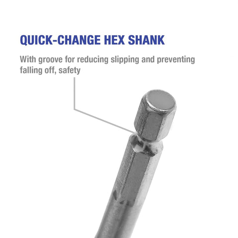 WORKPRO quick-change hex shank 1/4 inch reduces slipping during use