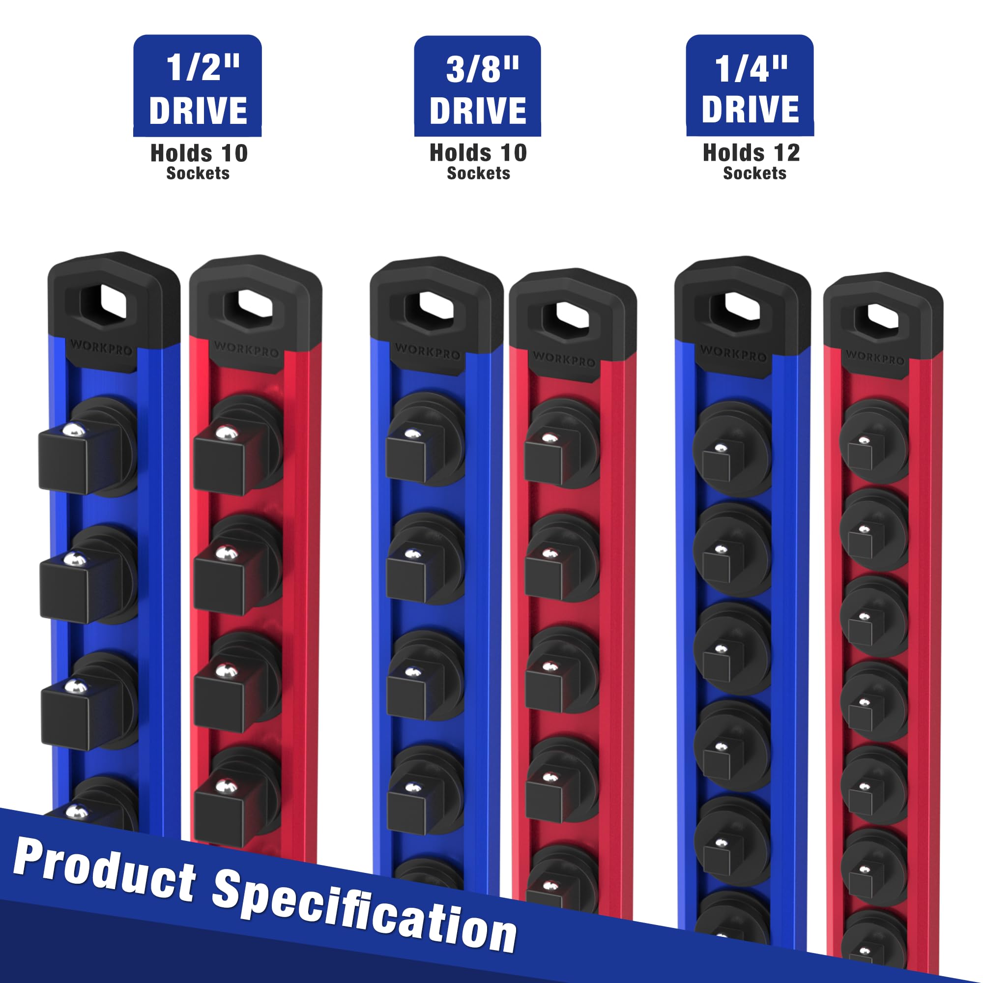 WORKPRO rail attached to steel surface for flexible placement.