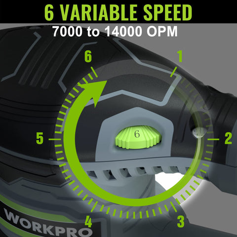 WORKPRO random orbit motion reduces visible sanding marks