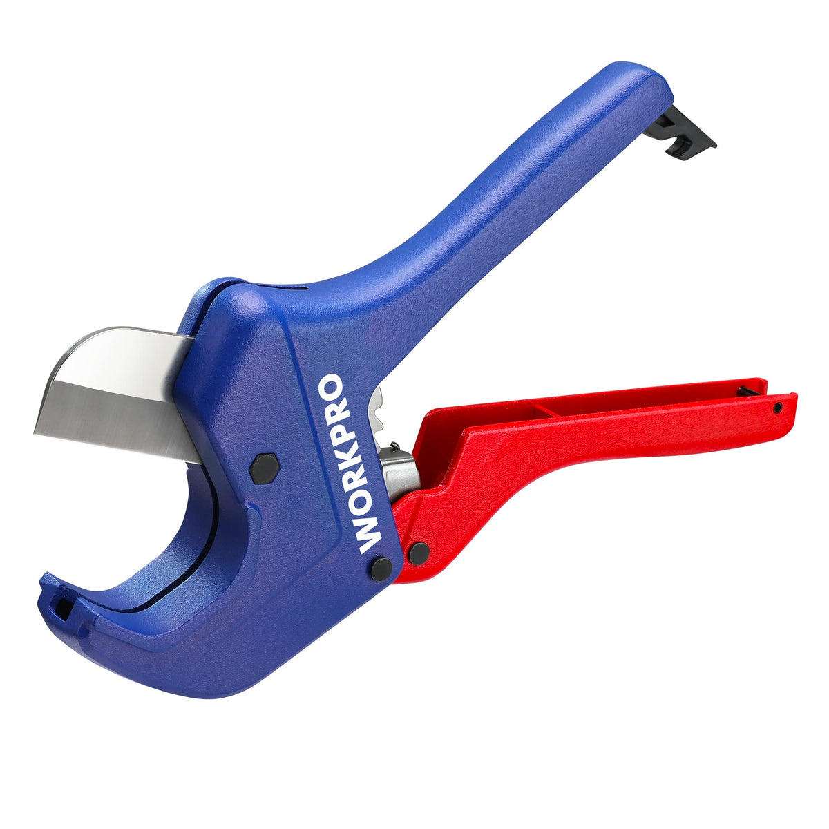 WORKPRO ratchet pipe cutter blade close-up with sharp blades for clean cuts.