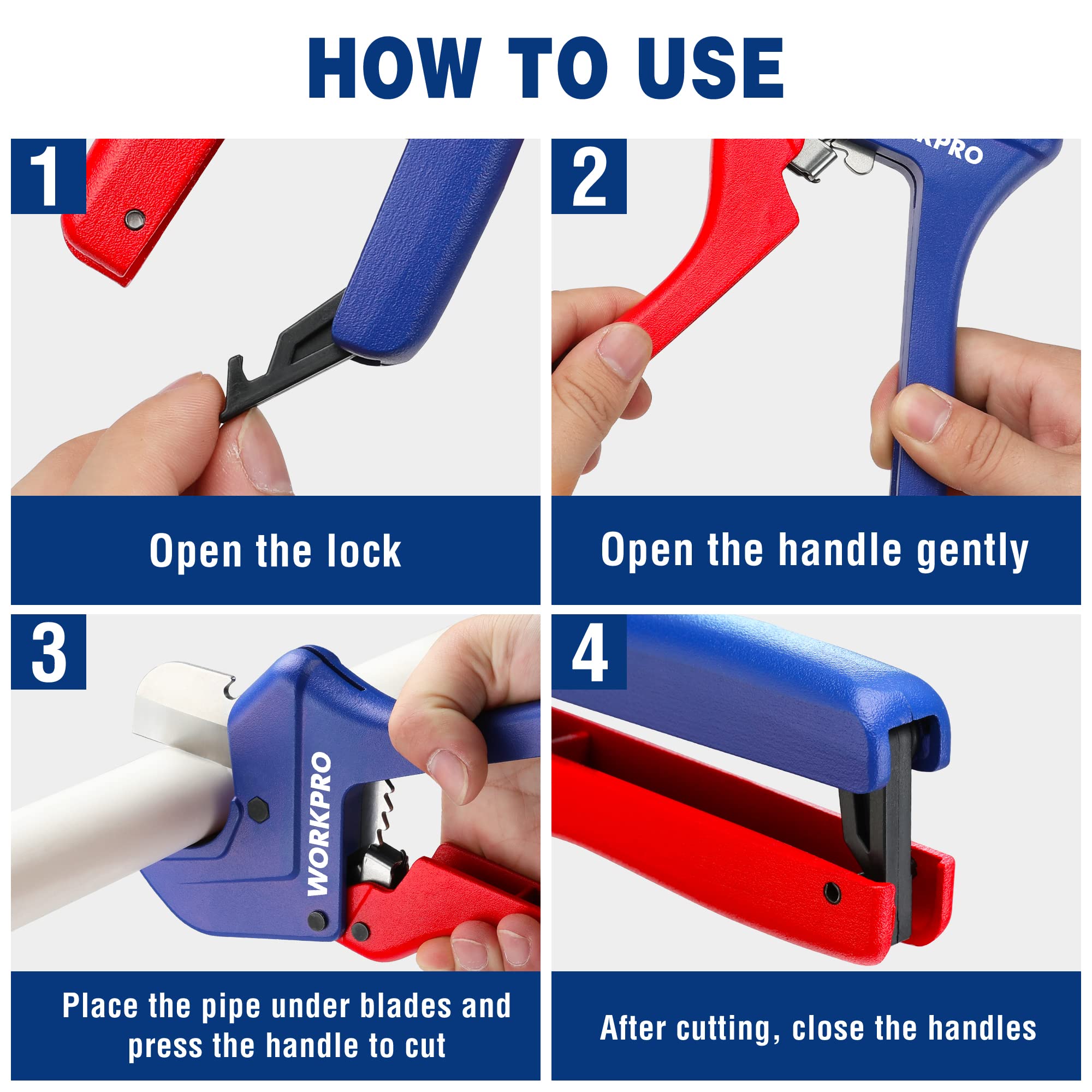 WORKPRO safety lock and buckle prevent slips and simplify storage.