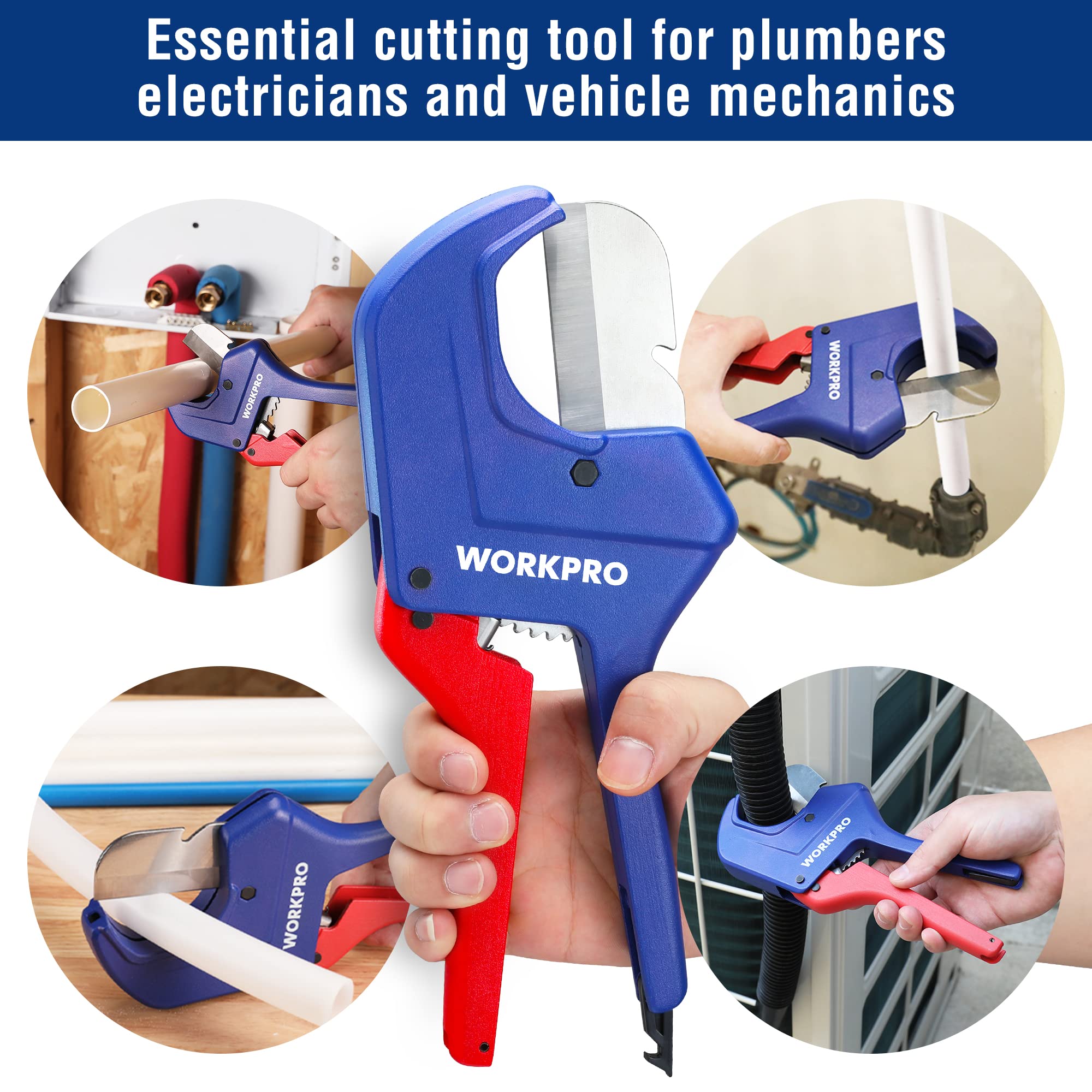WORKPRO cutter suits PVC, PPR, PEX and more for home projects.