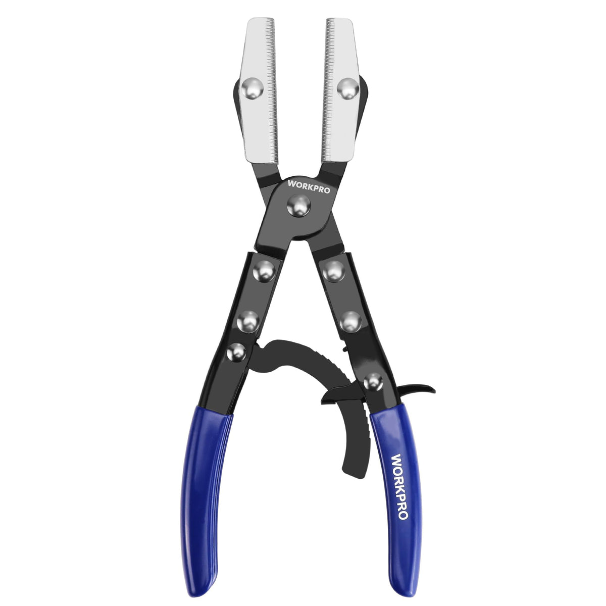 WORKPRO ratcheting hose pinch off pliers provide secure clamps on automotive hoses.