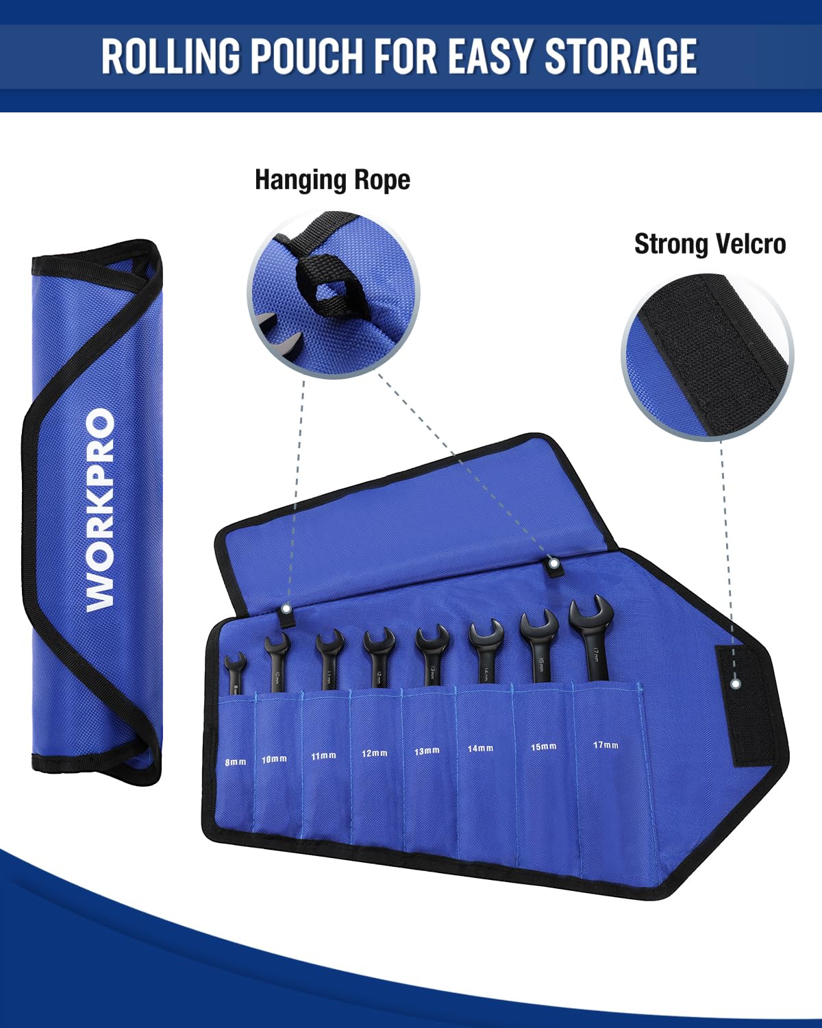 WORKPRO ratcheting wrench set 17mm covers common automotive sizes