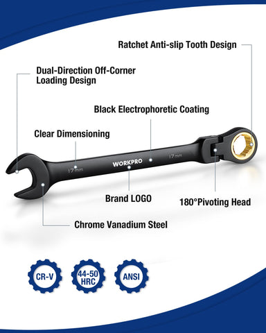 WORKPRO rolling pouch stores wrenches securely for car shop or jobsite