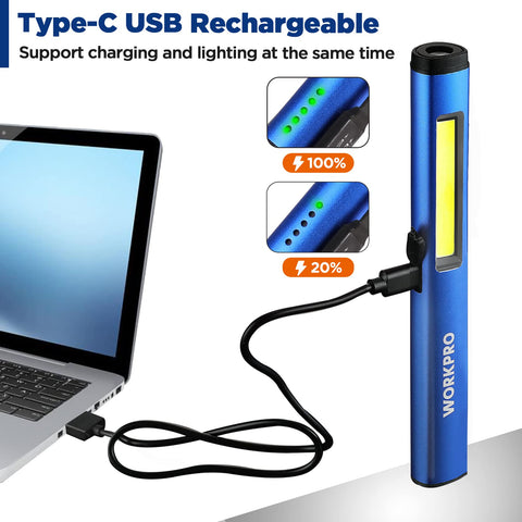 WORKPRO Rechargeable Flashlight pocket-size 6.5 inch design for easy carry
