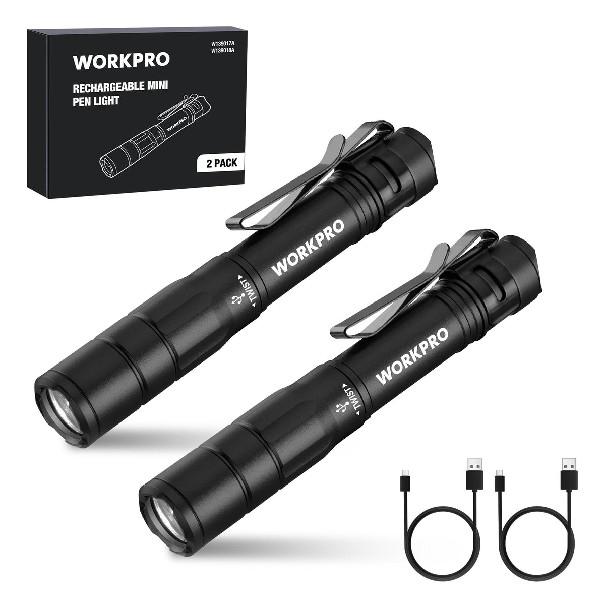 WORKPRO rechargeable pen light compact design for pocket-friendly use