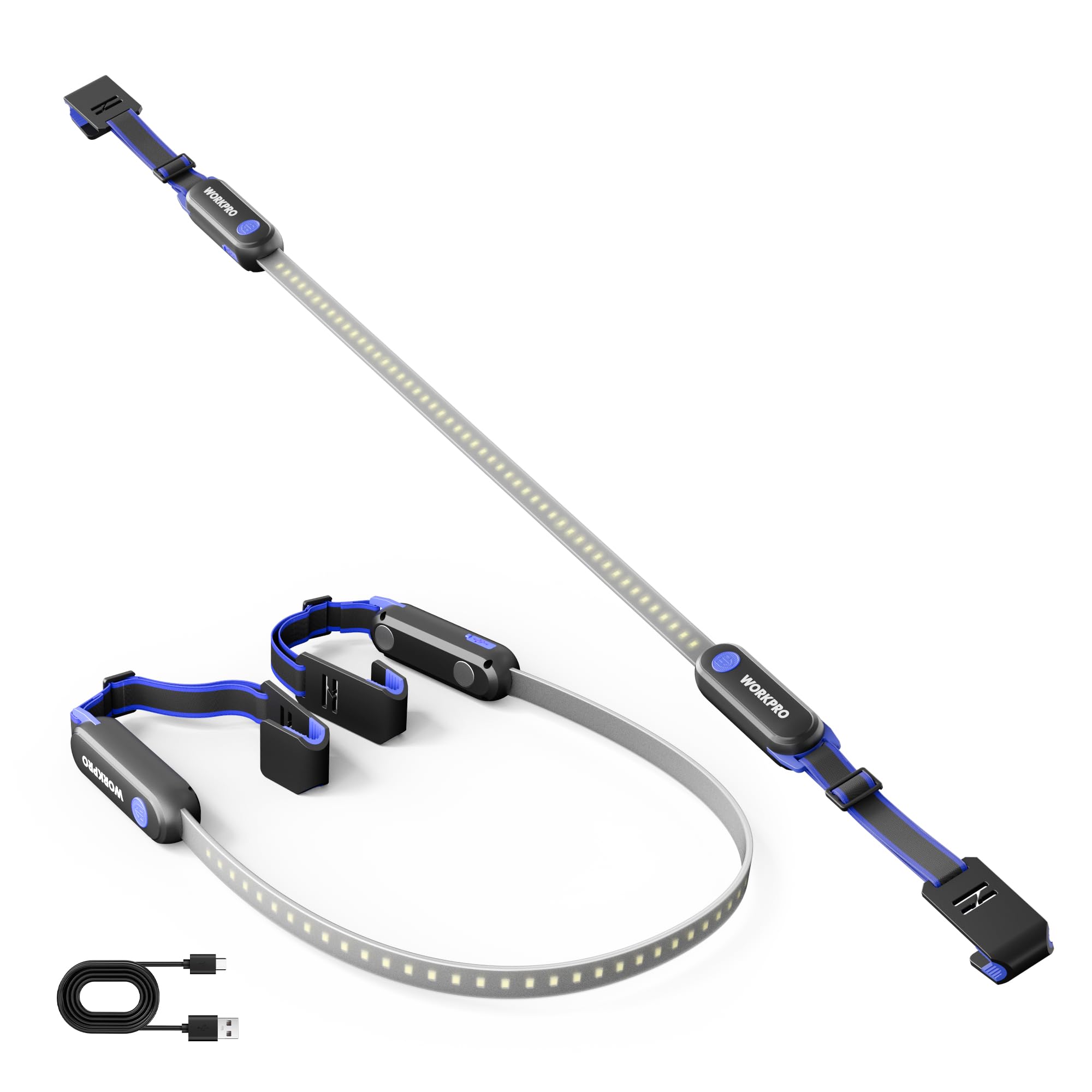WORKPRO Rechargeable Underhood Light with 25-inch LED strip for wide, even car repair illumination.