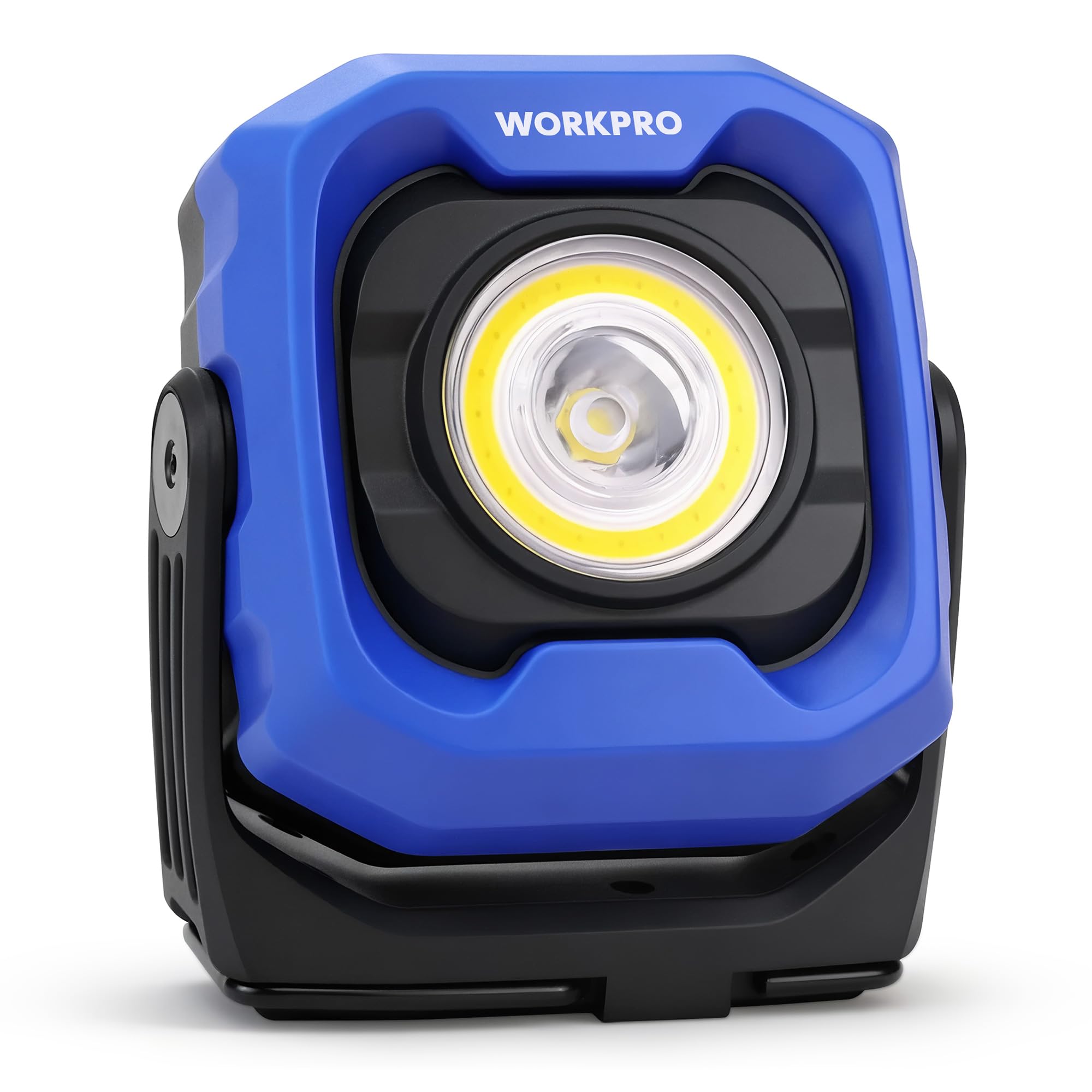 WORKPRO rechargeable work light front view delivers bright portable lighting for garages.