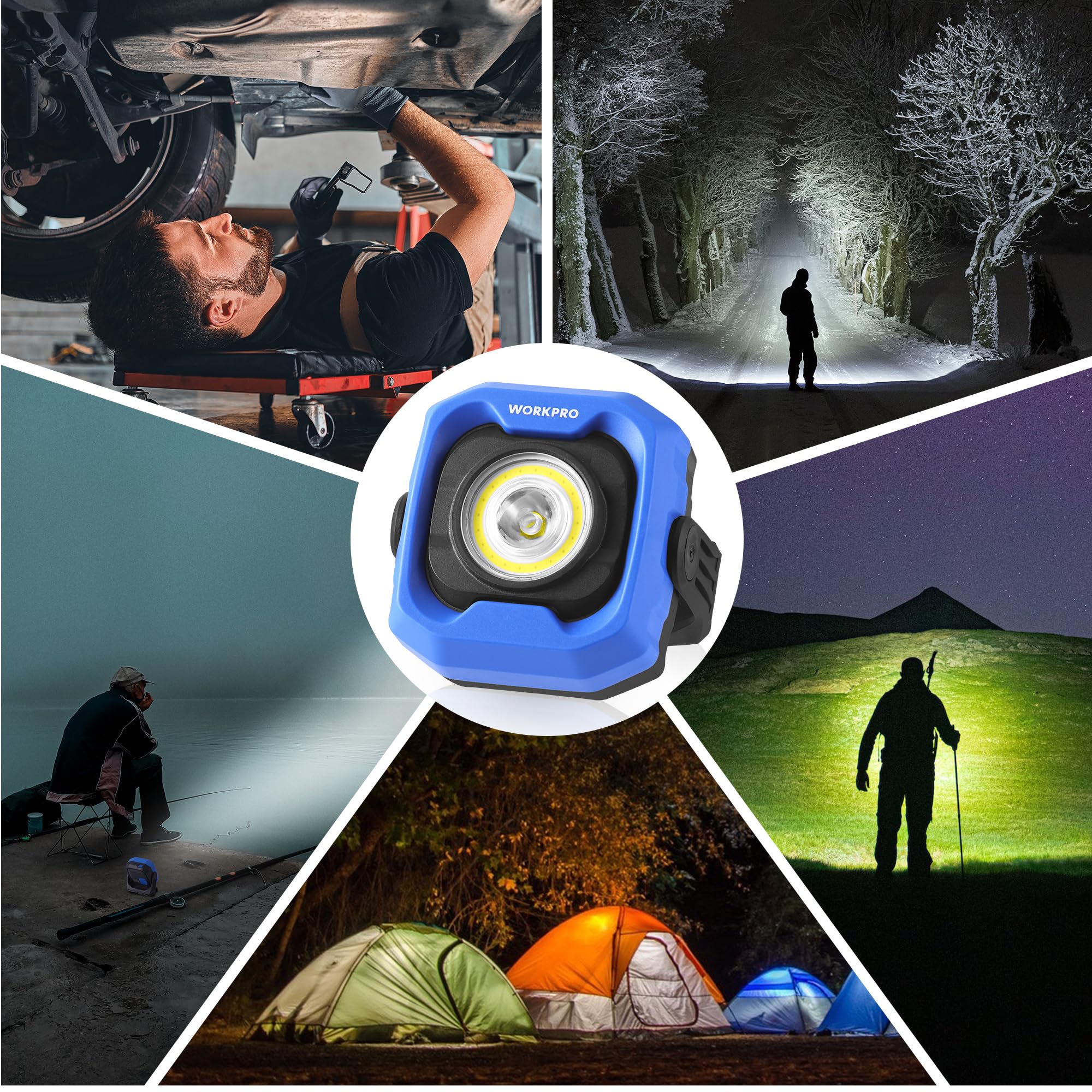 WORKPRO rechargeable light doubles as a power bank for devices on the move.