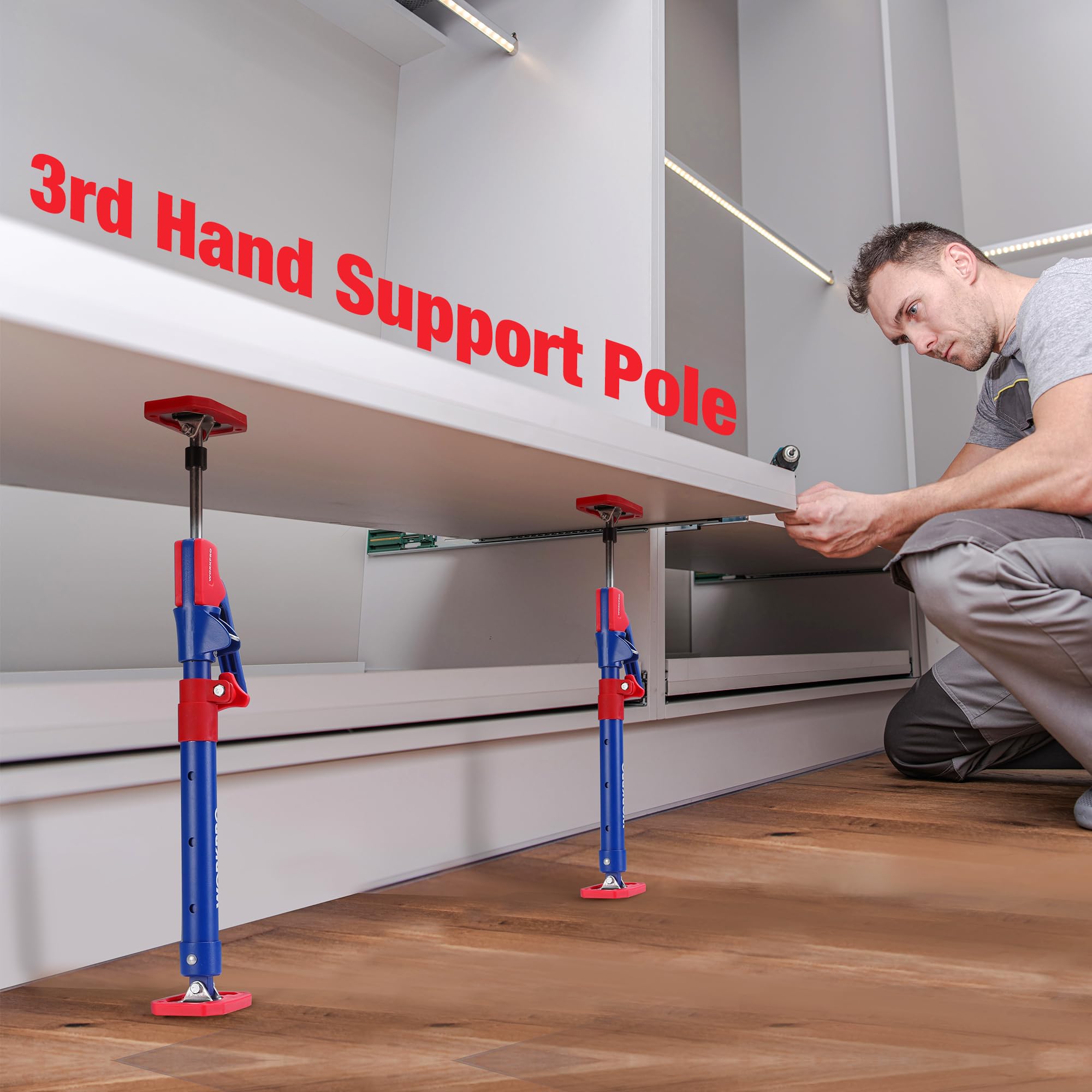 WORKPRO red alignment line helps locate pins during extension