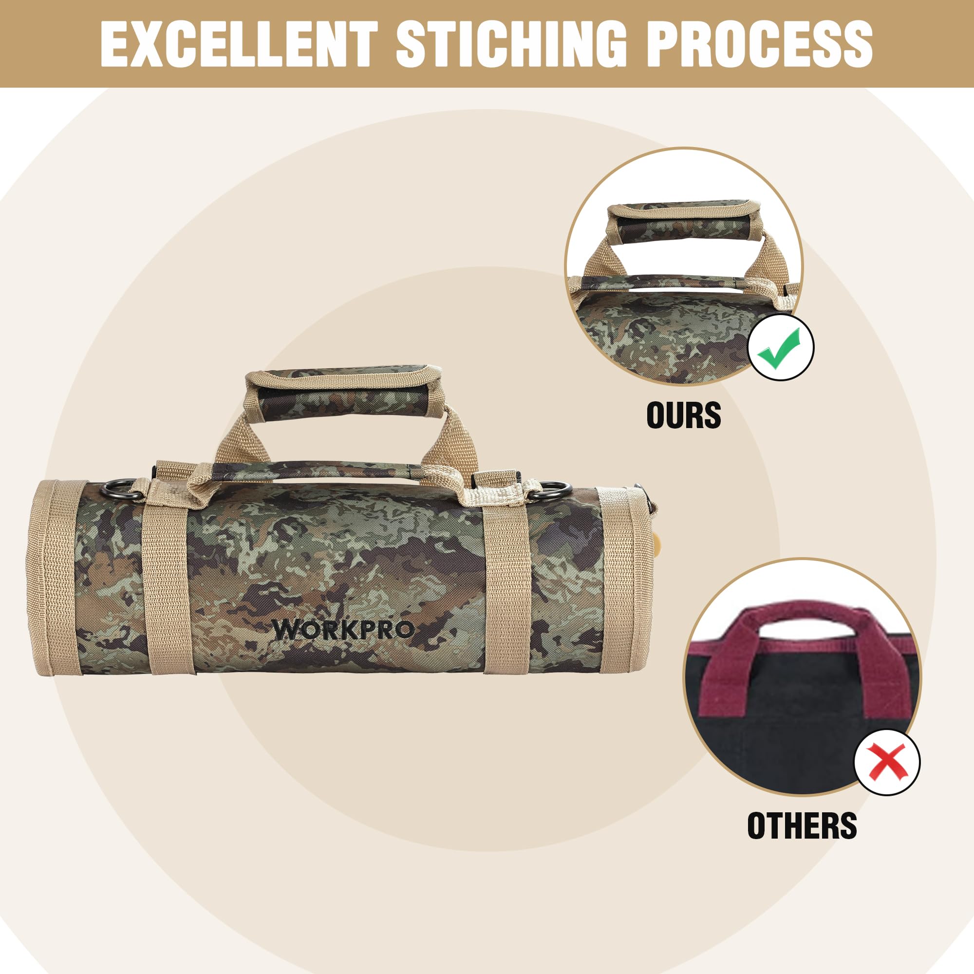 WORKPRO durable 600D camouflage fabric withstands rugged environments