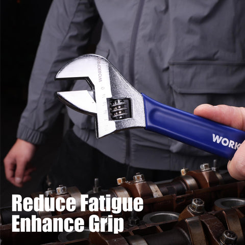 WORKPRO rubber grip handle provides comfortable, non-slip control during long jobs.
