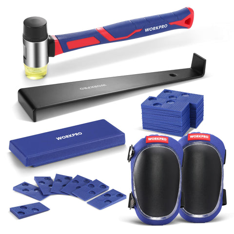 WORKPRO rubber mallet with fiberglass handle for controlled tapping during laminate installation