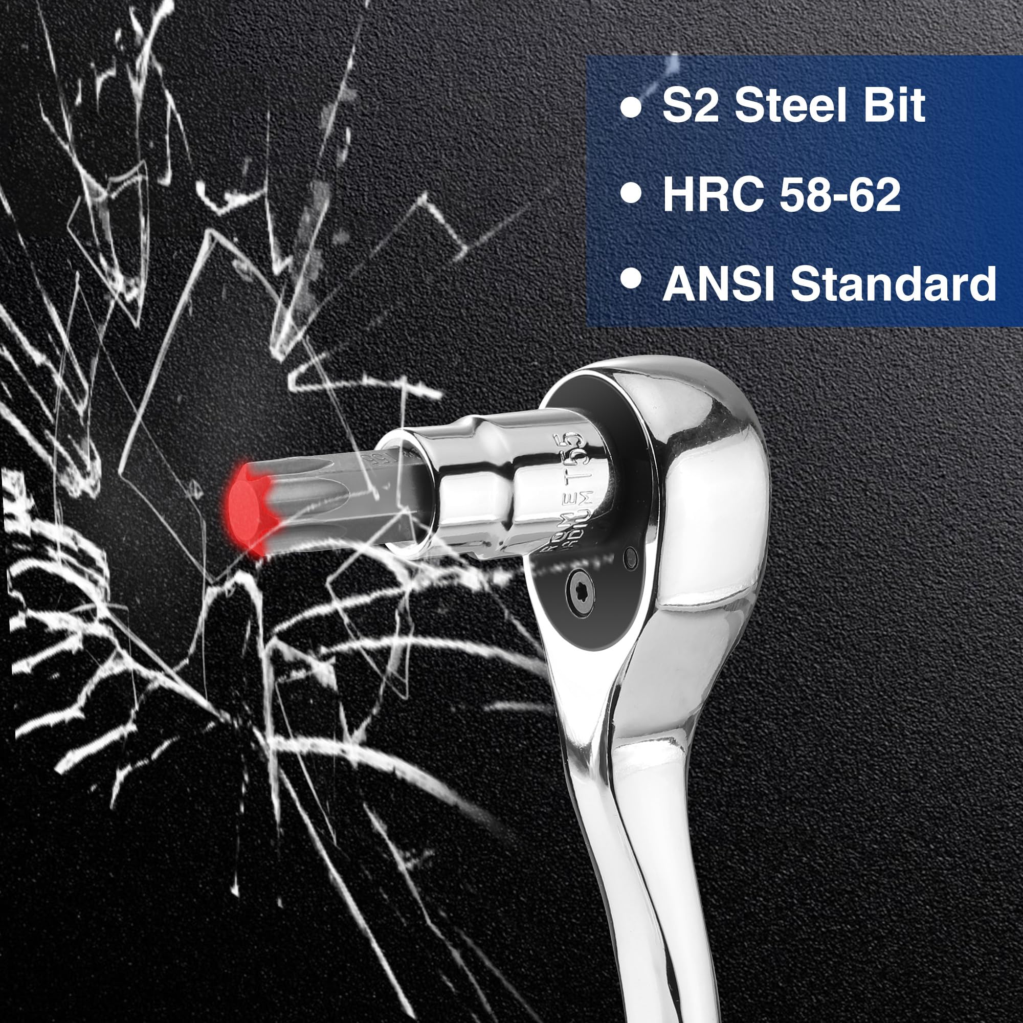 WORKPRO S2 steel torx bits highlighting durability and wear resistance.