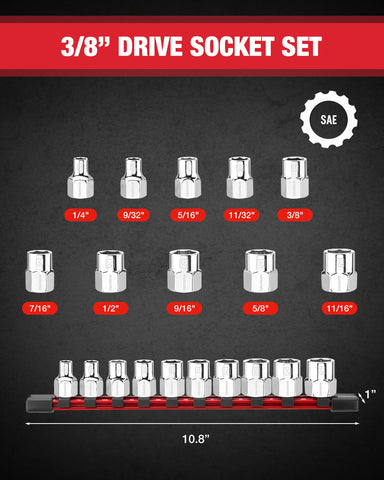 WORKPRO SAE 6-point sockets from 1/4-inch to 9/32-inch ready for fast maintenance tasks