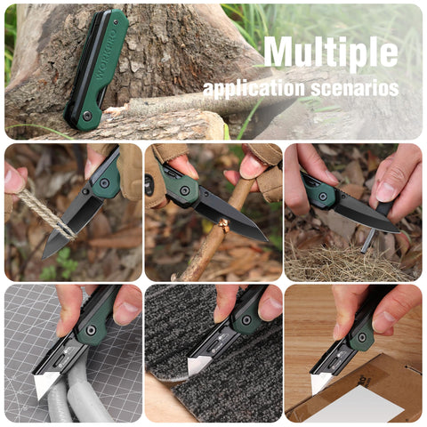 WORKPRO liner lock system keeps the blade secure during use