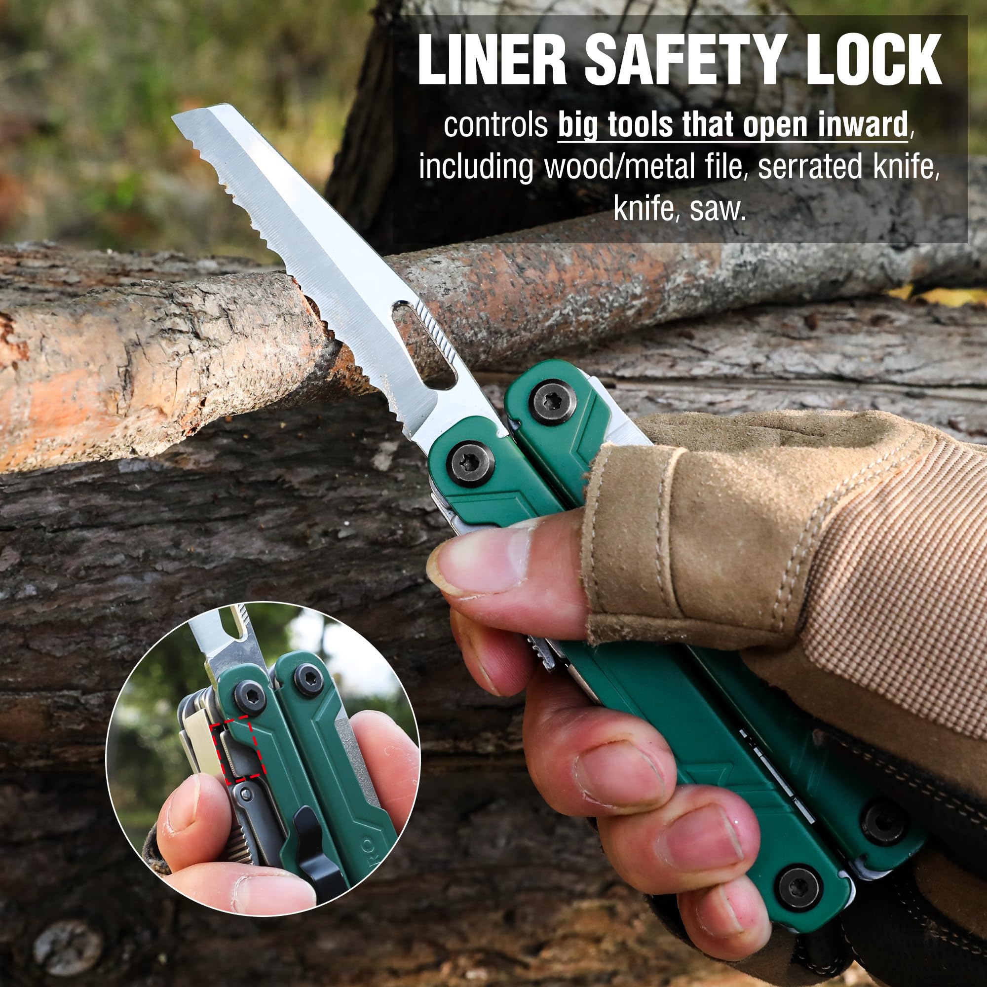WORKPRO safety locks demonstrate secure use of large and small tools.