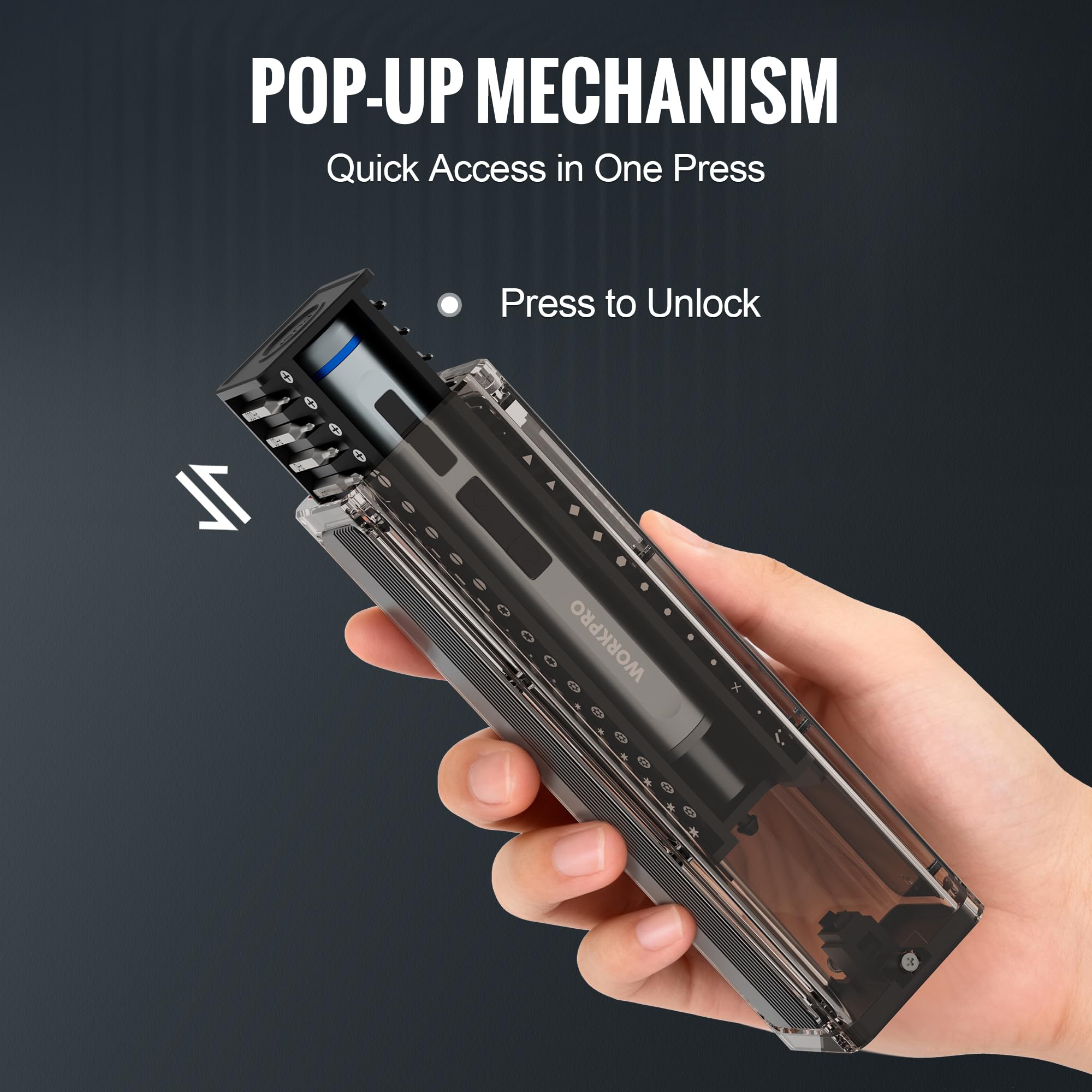WORKPRO battery-powered design enables up to 410 screws per charge.