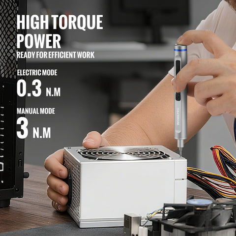 WORKPRO screwdriver with dual LED lights for better visibility.