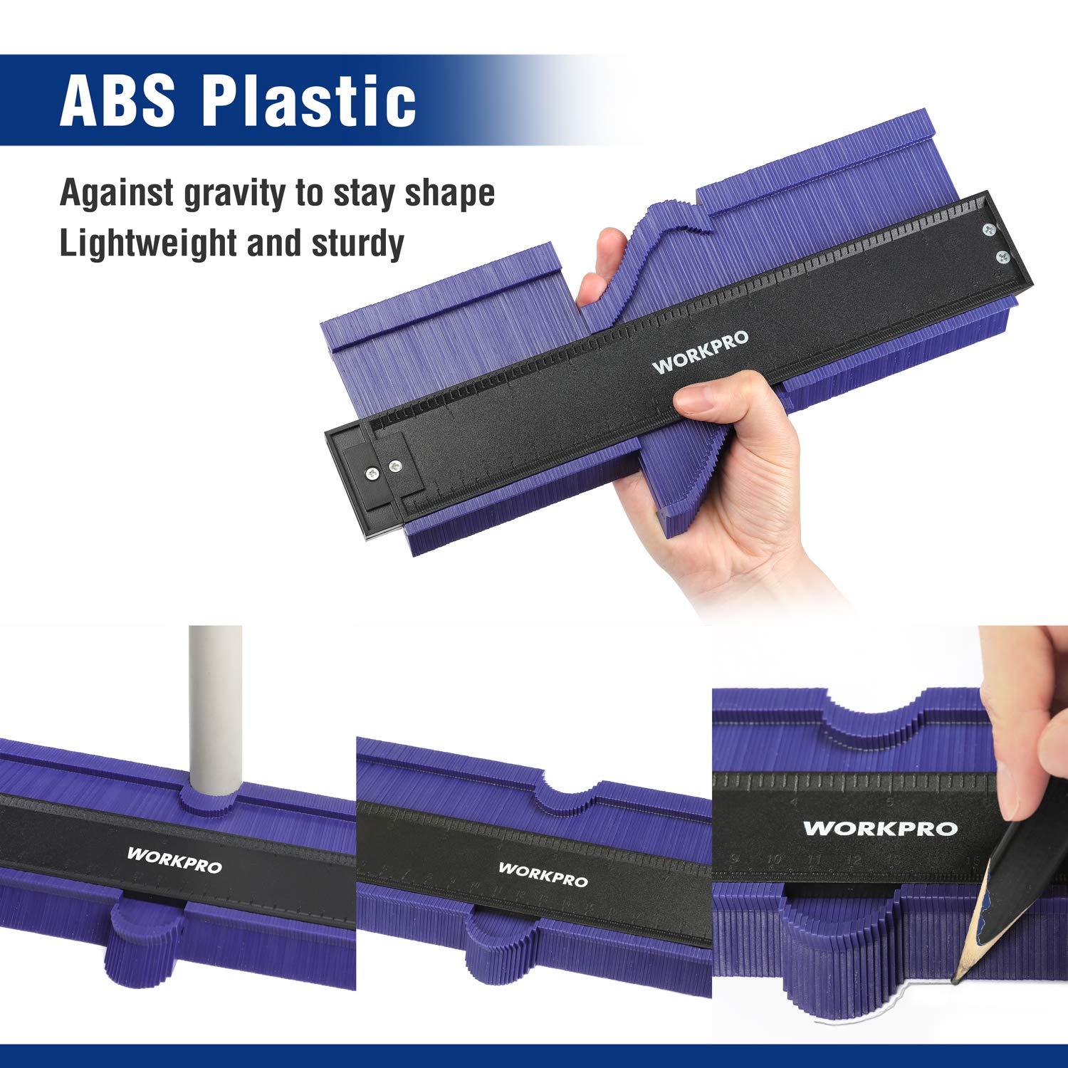 WORKPRO six-sided angle ruler with adjustable arms for precise templates.