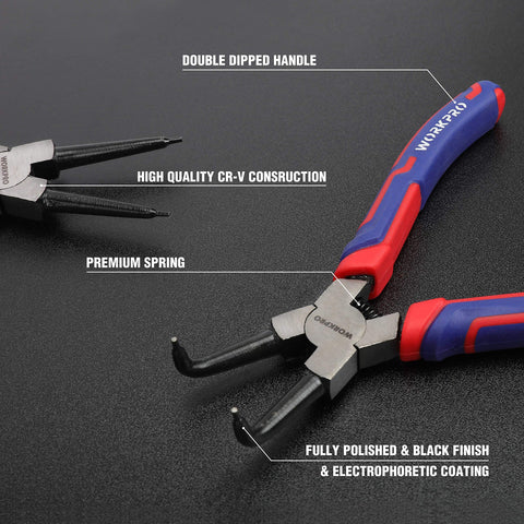 WORKPRO external bent jaw pliers reaching tight spaces