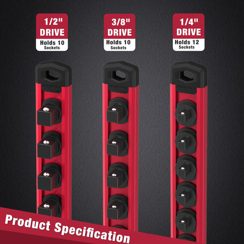 WORKPRO socket tray wall-mount hole for space-saving storage.