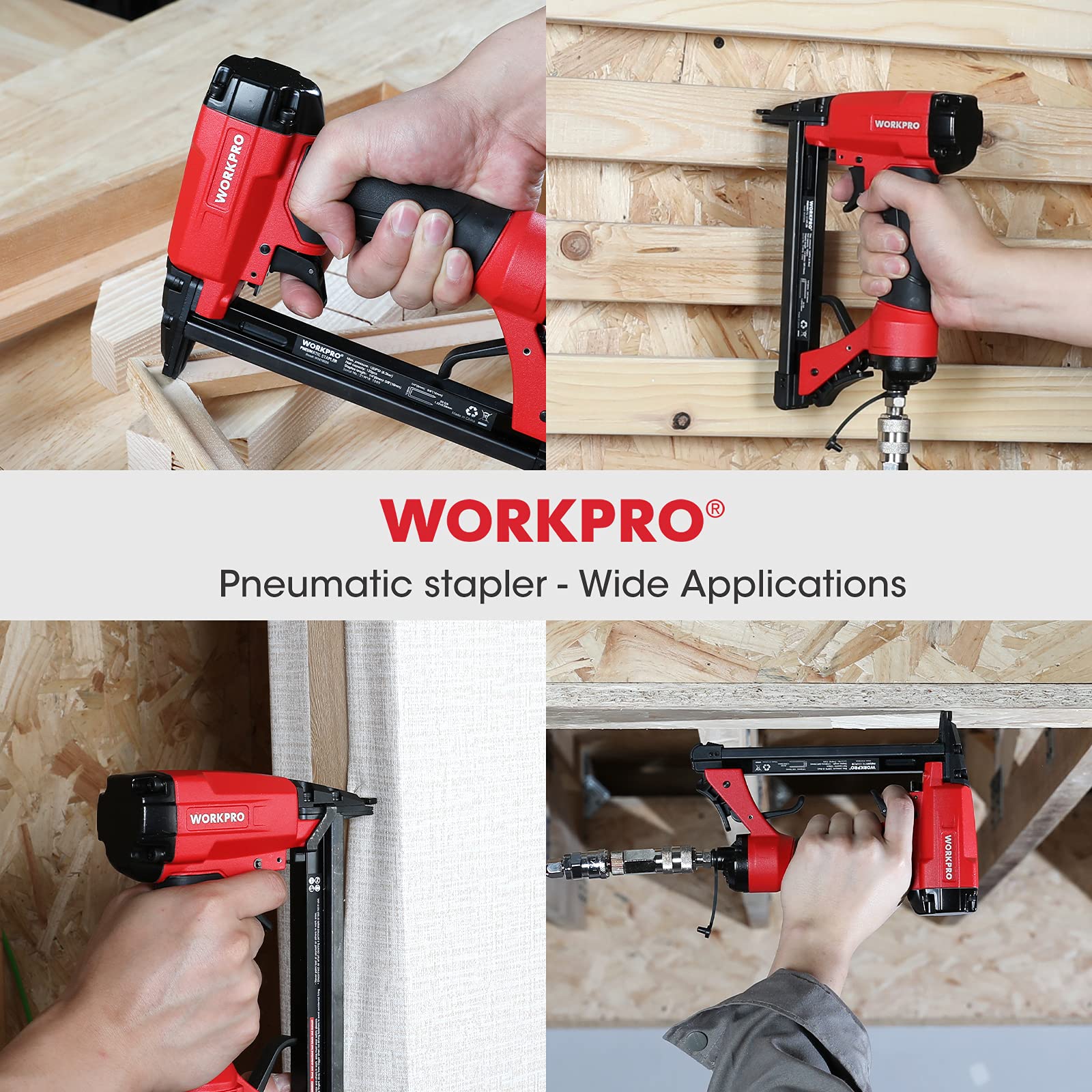 WORKPRO soft grip handle reduces fatigue during long woodworking sessions
