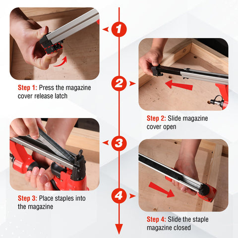 WORKPRO staple gun featuring ergonomic soft-grip handle for comfort