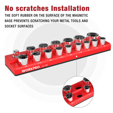 WORKPRO soft rubber base protects tools and finishes.