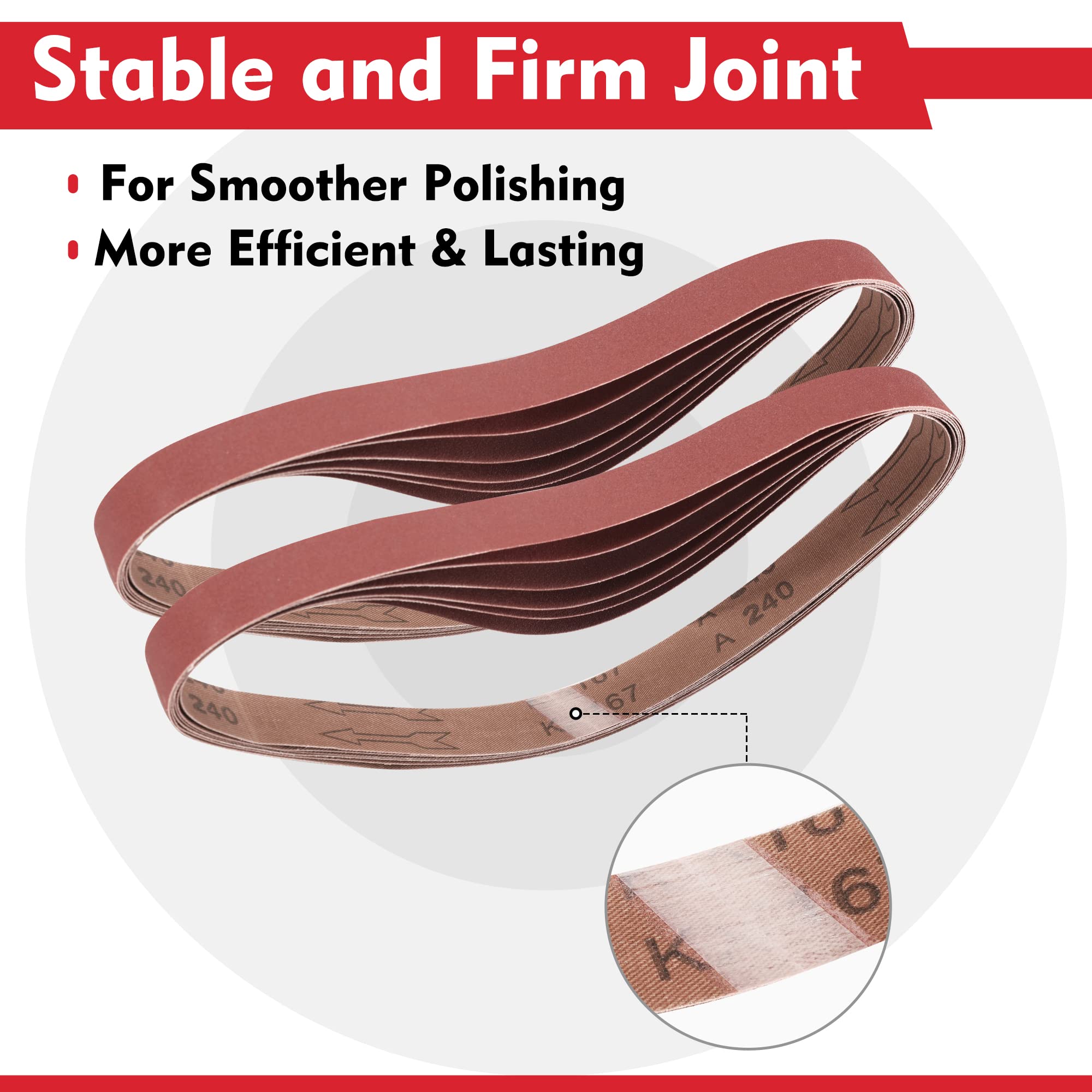 WORKPRO solid cloth base increases belt longevity and compatibility with 1x30 inch sanders.