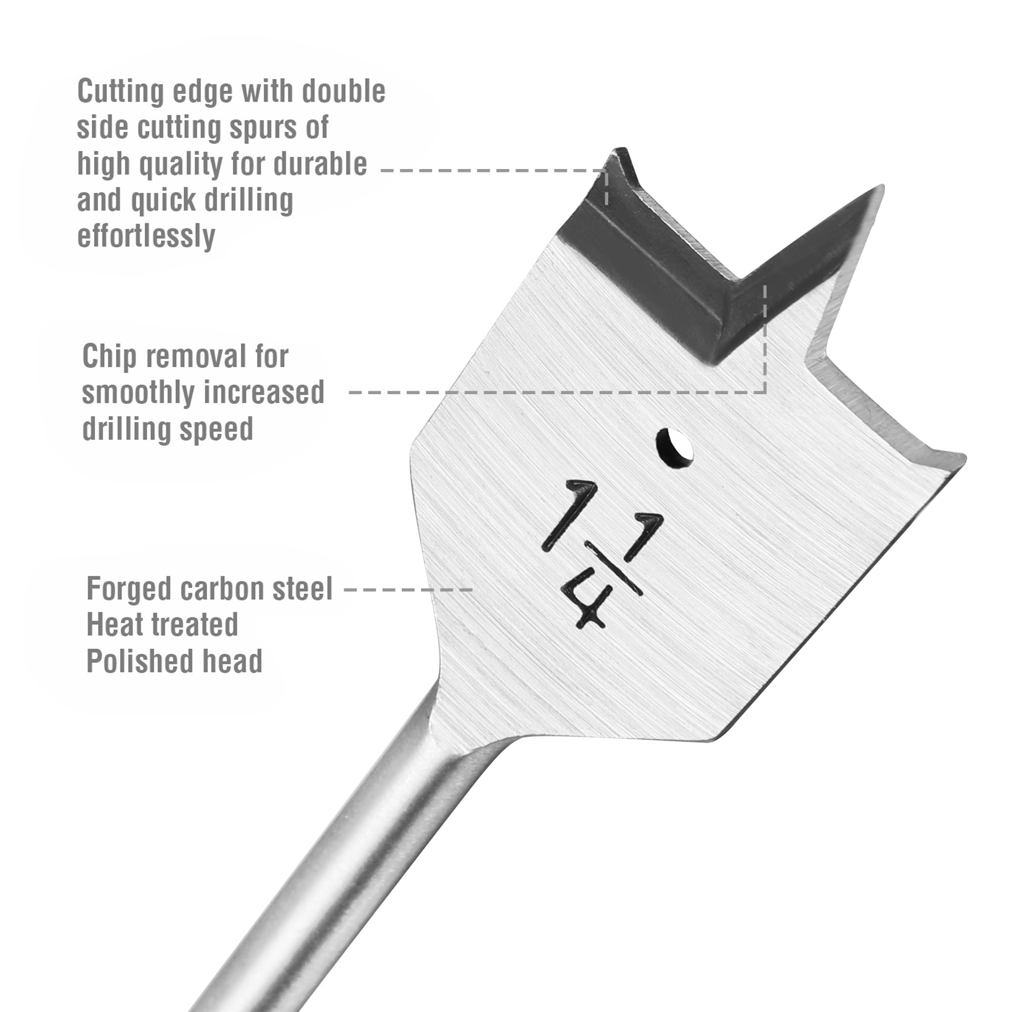 WORKPRO spade bit head polished for long-lasting durability during drilling