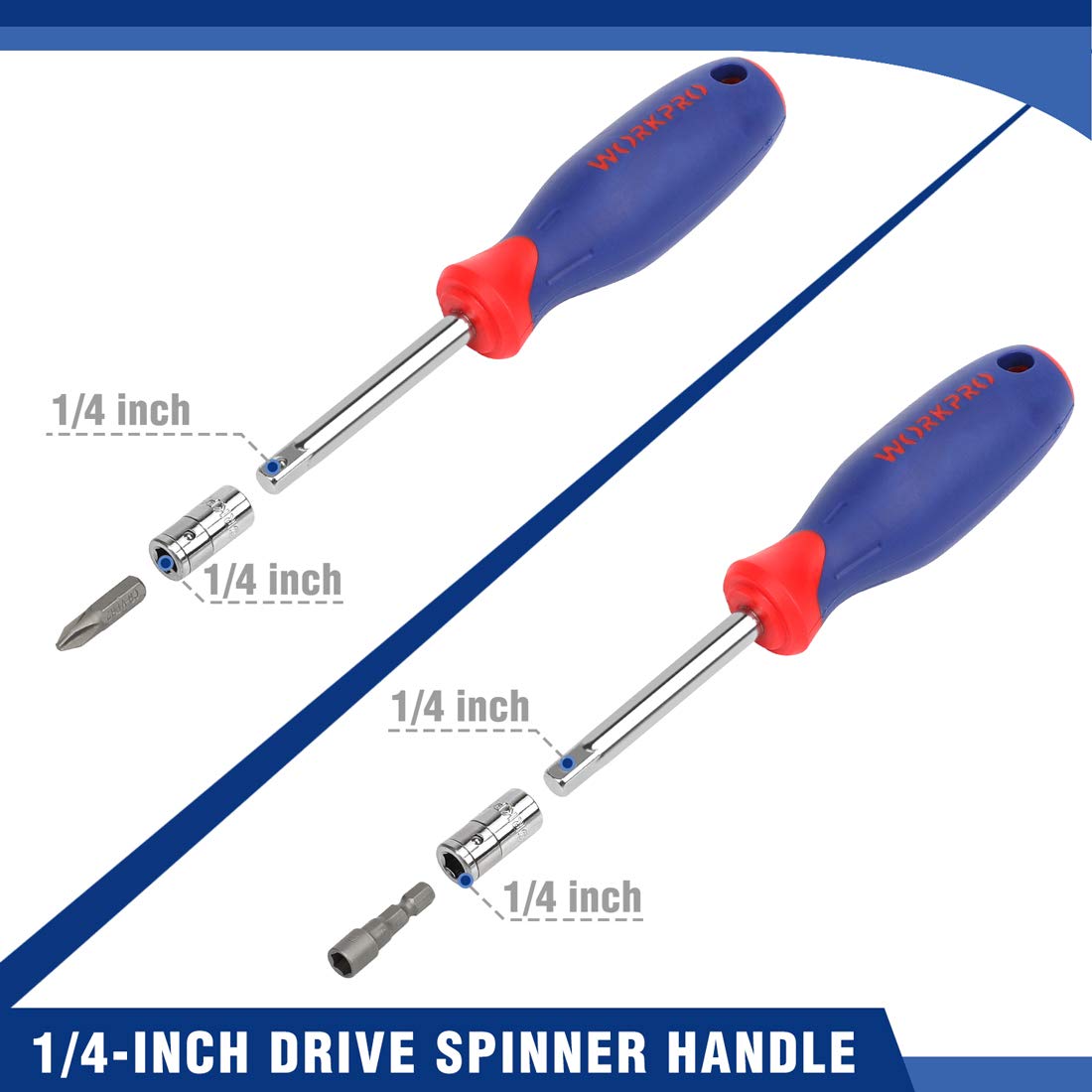 WORKPRO spinner handle accessory for comfortable, controlled turning.