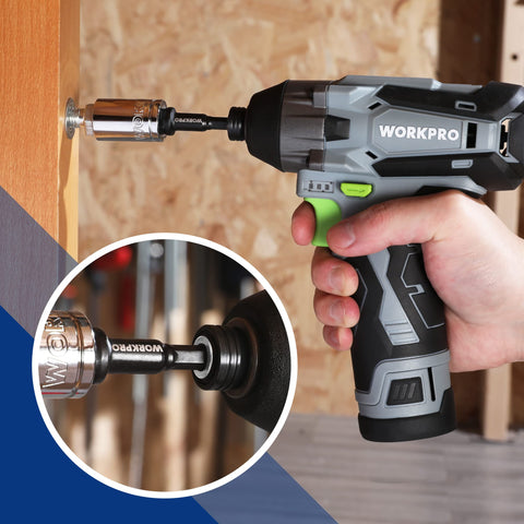 WORKPRO secure-fit with spring-loaded detent balls to prevent slipping.