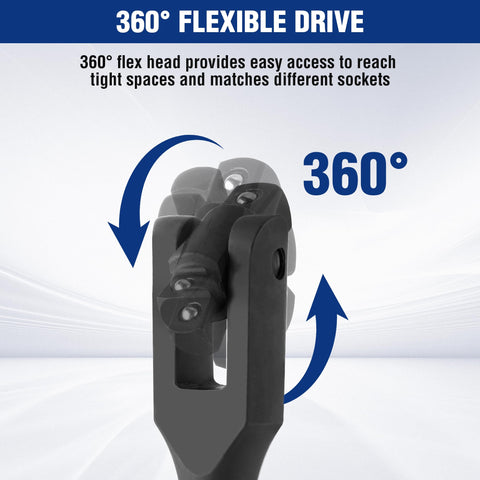 WORKPRO spring-loaded detent ball keeps sockets securely in place.