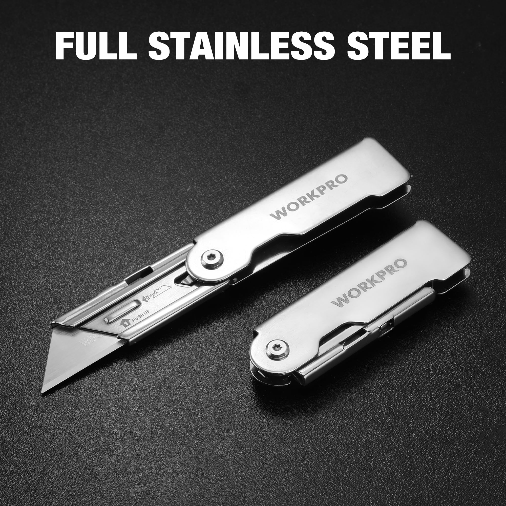WORKPRO stainless steel construction highlights durability and rust protection.