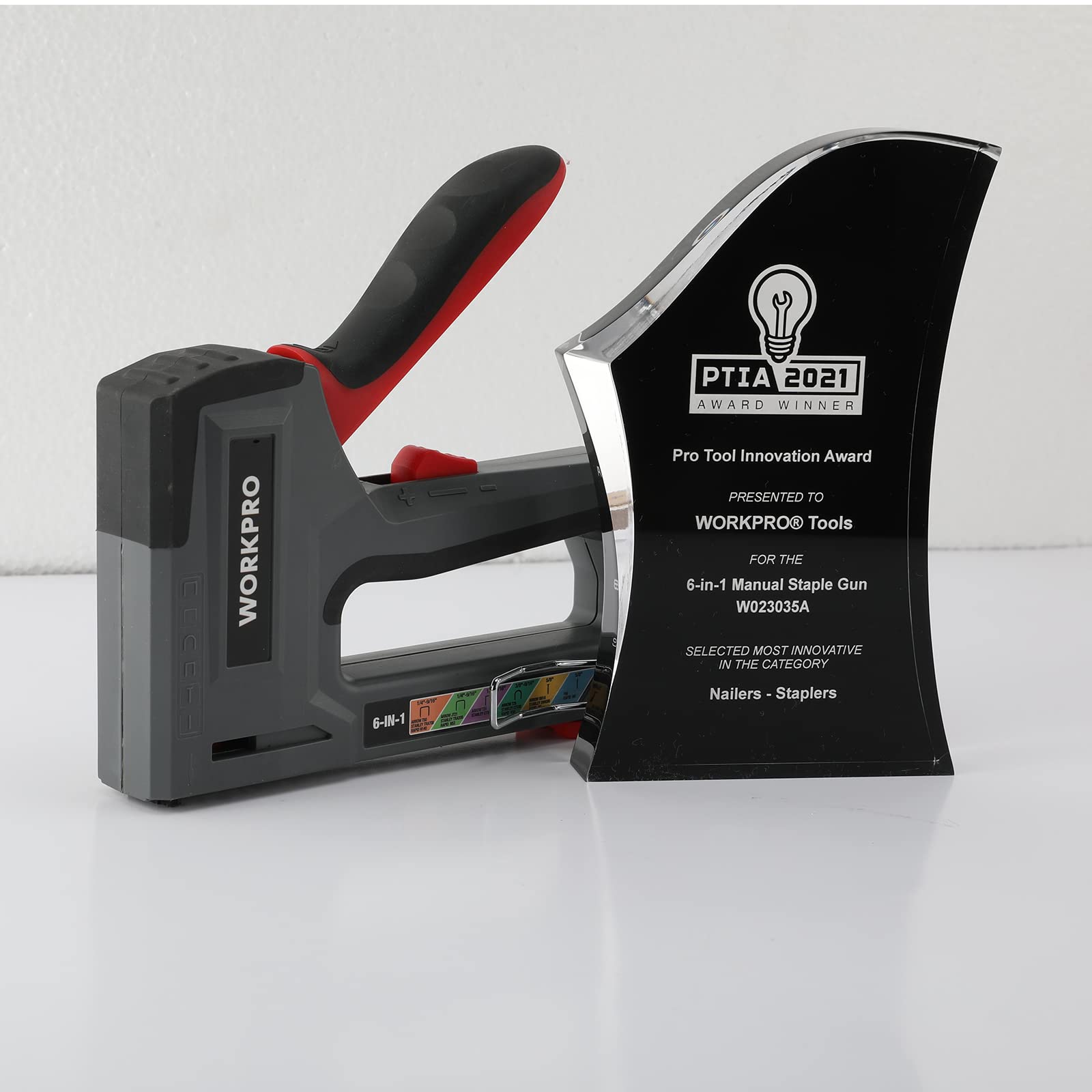 WORKPRO staple gun in-action assembly scene illustrates project readiness.