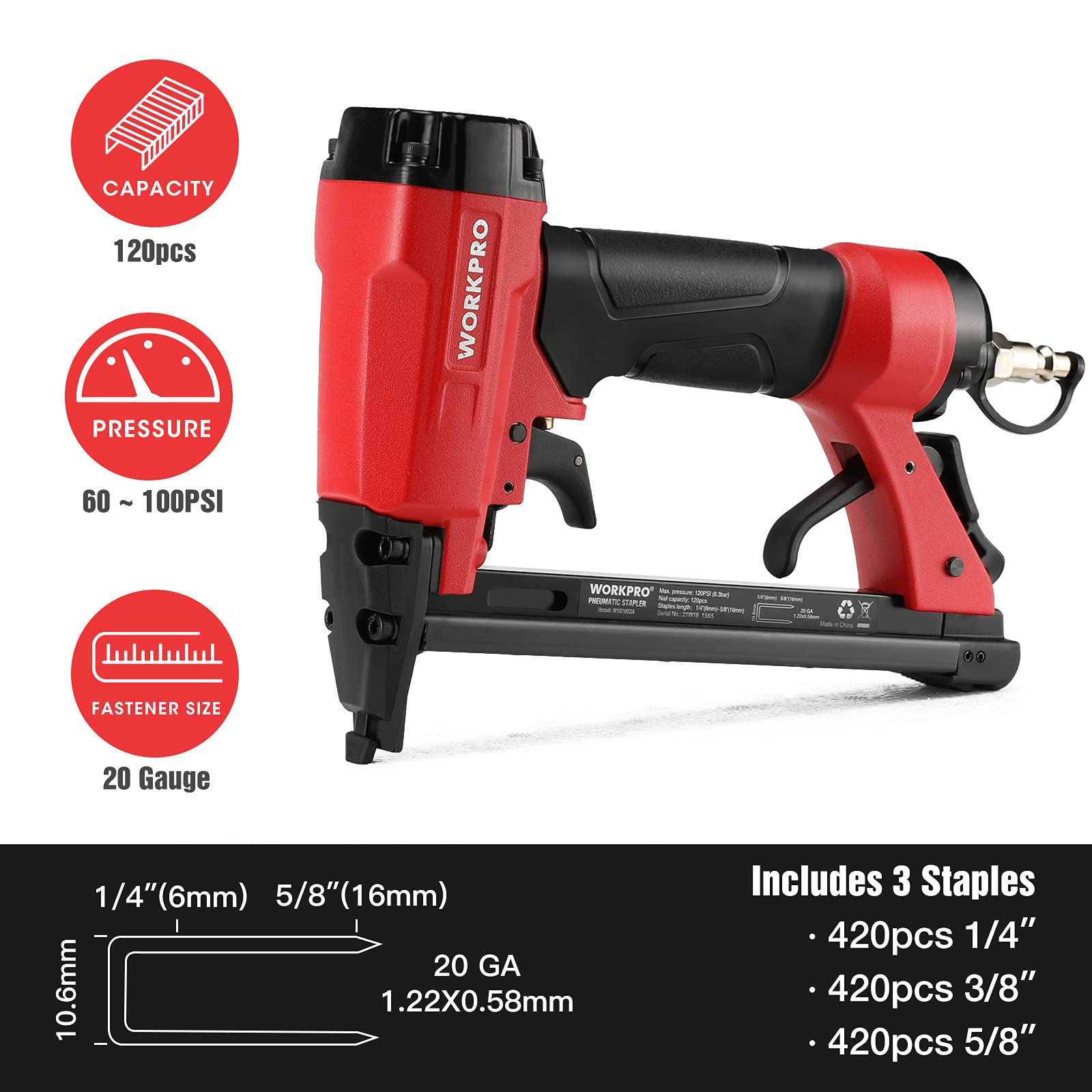 WORKPRO 1260 staples pack supports quick, continuous projects across sizes