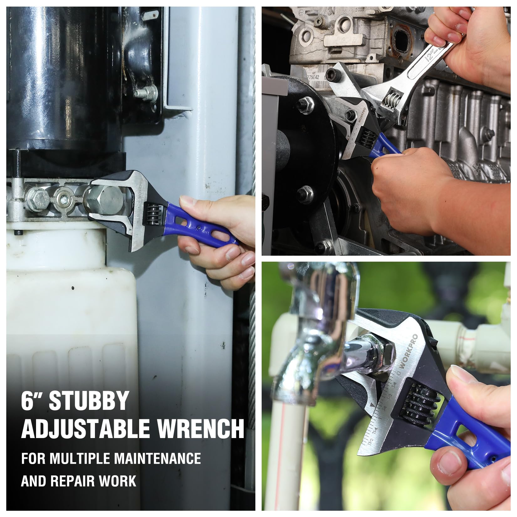 WORKPRO 6-Inch stubby wrench enables precise adjustments in tight engine bays