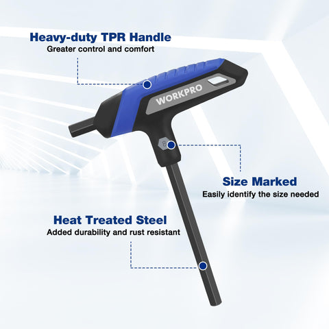 WORKPRO hex keys with dual-side size markings for quick identification
