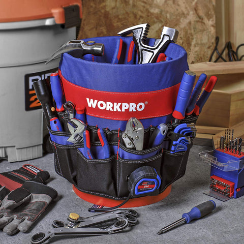 WORKPRO converts a bucket into a portable tool tote on-site